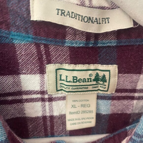 L.L. Bean Plaid Flannel Shirt Mens XL Traditional Fit Button Up Outdoor Camp - Picture 2 of 10